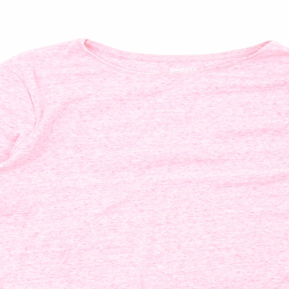 Papaya Womens Pink Cotton Basic T-Shirt Size 16 Round Neck
