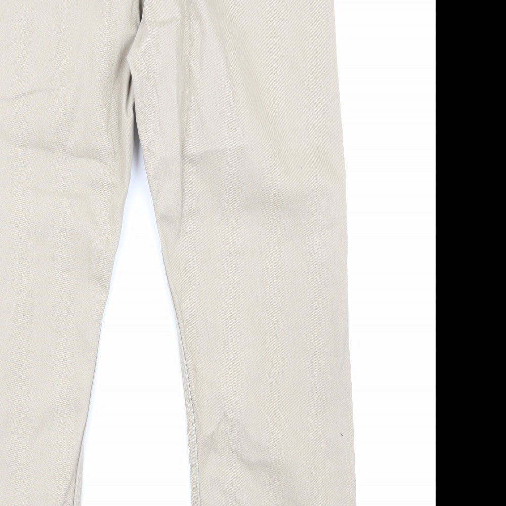 Marks and Spencer Mens Beige Cotton Straight Jeans Size L L29 in Regular Zip