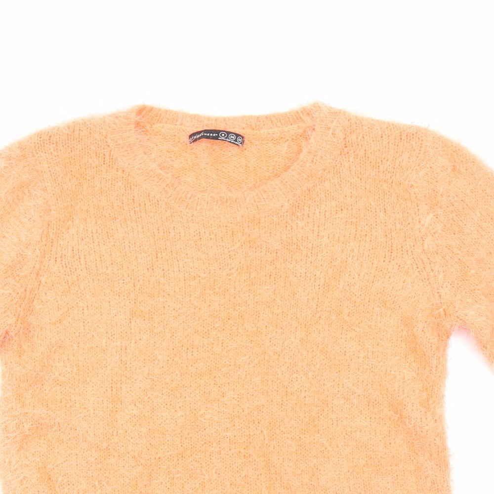 Primark Womens Orange Round Neck Cotton Pullover Jumper Size 8