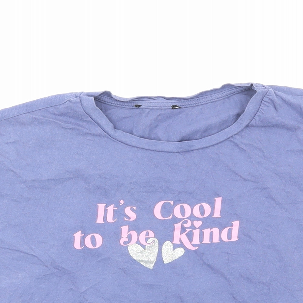 New Look Girls Blue Cotton Basic T-Shirt Size 14-15 Years Round Neck Pullover