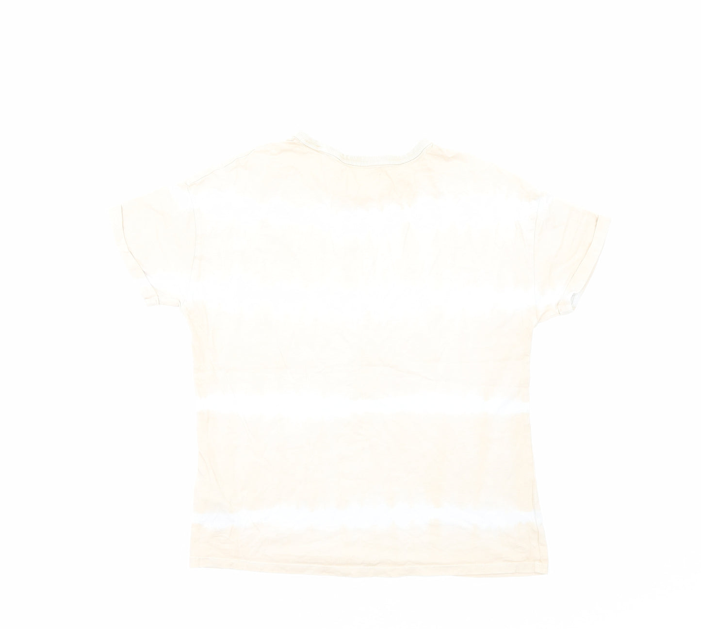 Marks and Spencer Girls Beige Geometric Cotton Basic T-Shirt Size 12-13 Years Round Neck Pullover