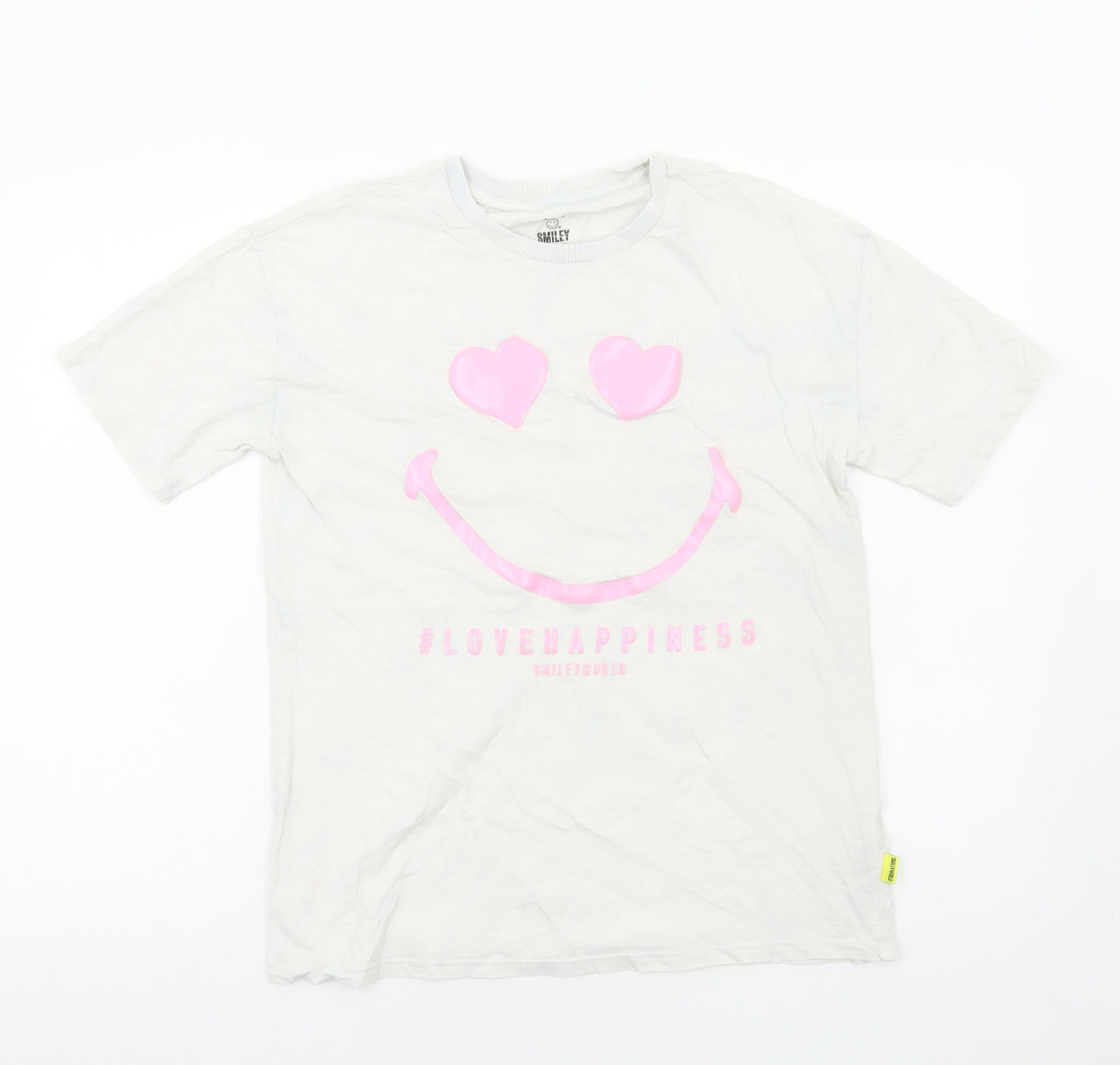 Marks and Spencer Girls White Cotton Basic T-Shirt Size 14-15 Years Round Neck Pullover