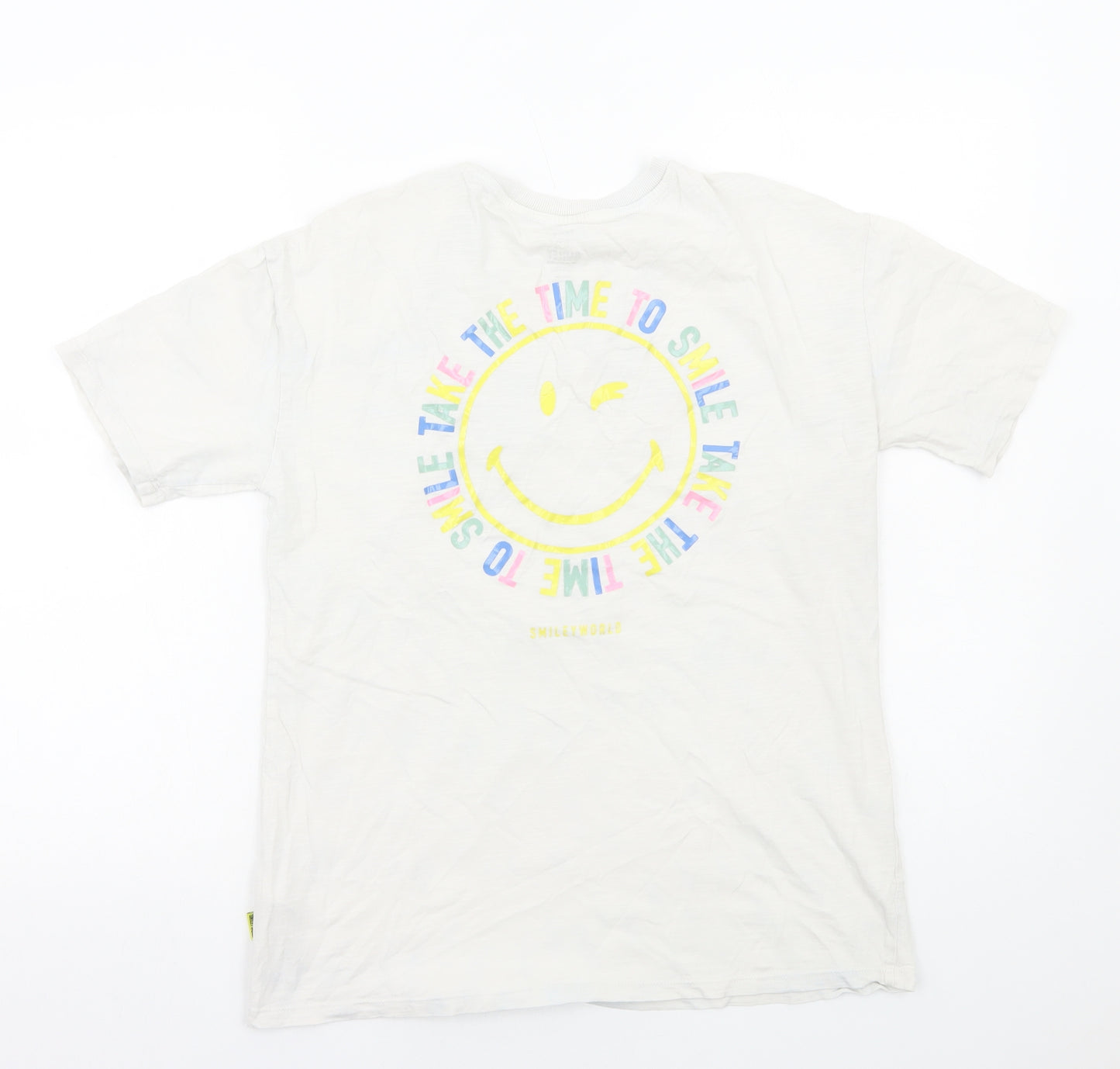 Marks and Spencer Girls White Cotton Basic T-Shirt Size 14-15 Years Round Neck Pullover