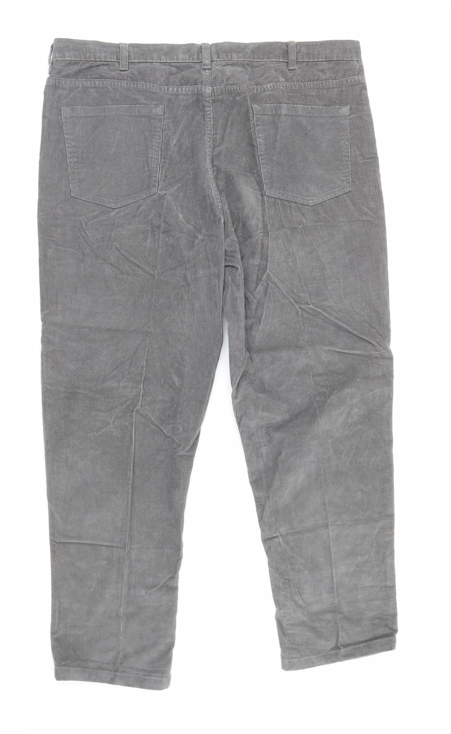 Lands' End Mens Grey Cotton Trousers Size XL Regular Zip