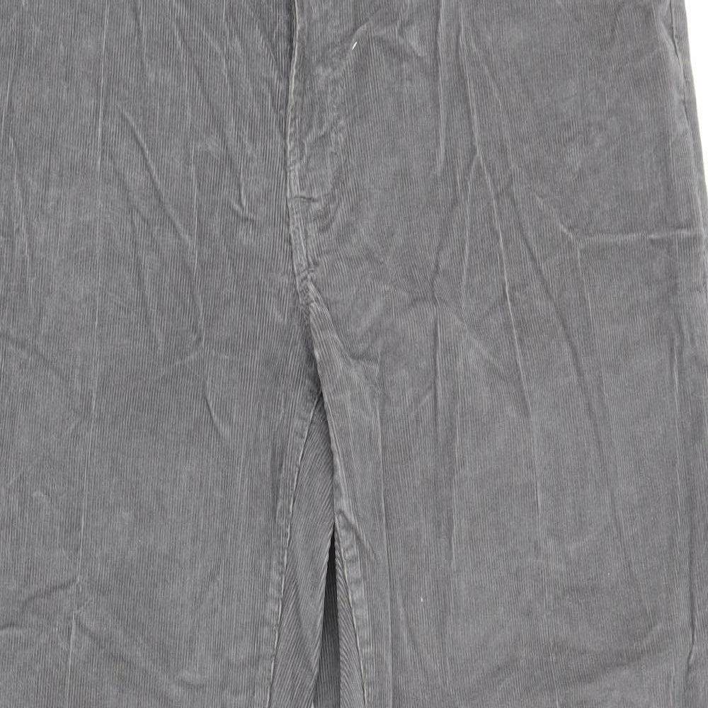Lands' End Mens Grey Cotton Trousers Size XL Regular Zip