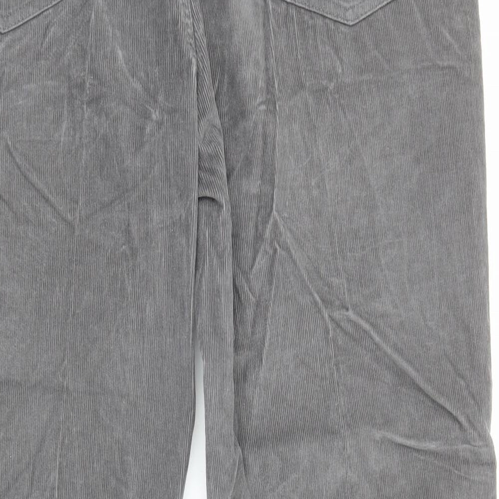 Lands' End Mens Grey Cotton Trousers Size XL Regular Zip