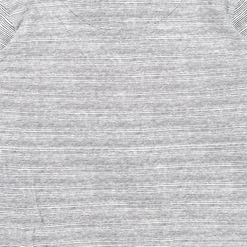 EWM Womens Blue Striped Cotton Basic T-Shirt Size S Round Neck