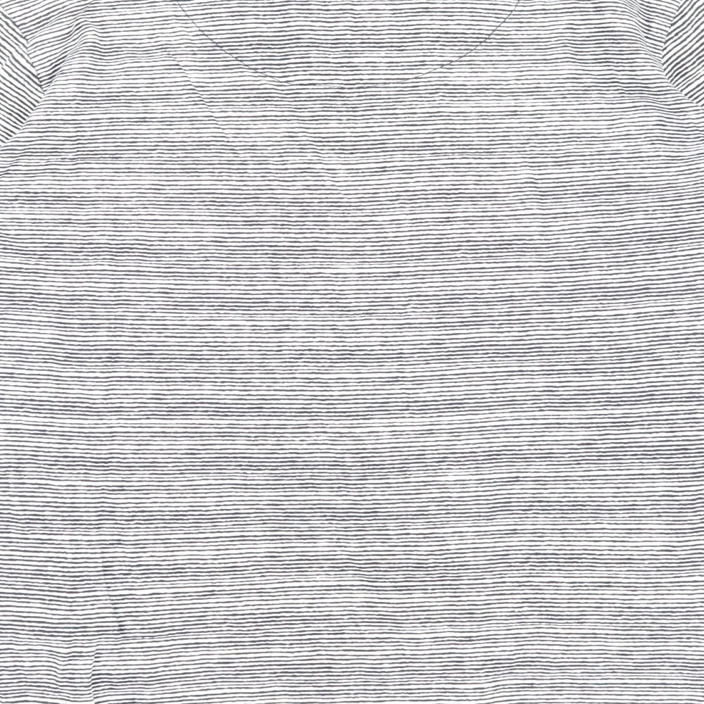 EWM Womens Blue Striped Cotton Basic T-Shirt Size S Round Neck