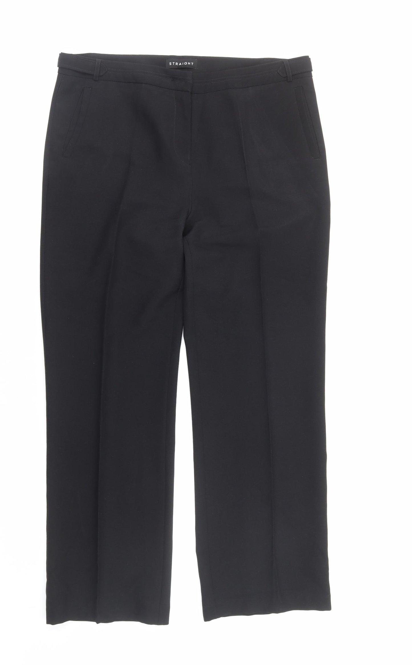 Peacocks Womens Black Polyester Capri Trousers Size 16 Regular Zip