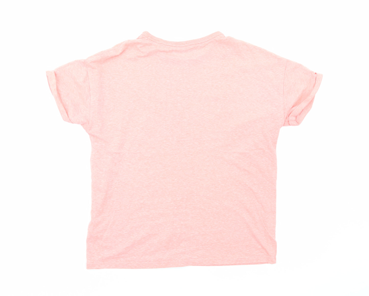 Marks and Spencer Girls Pink Cotton Basic T-Shirt Size 12-13 Years Round Neck Pullover