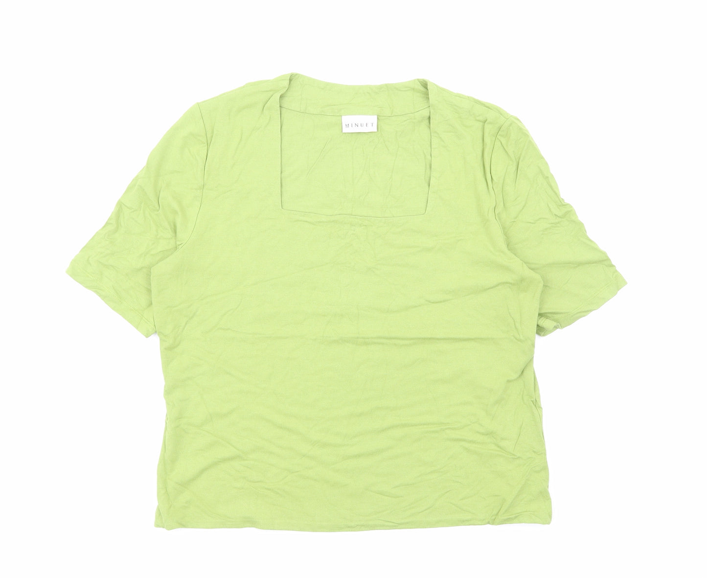 Minuet Womens Green Viscose Basic T-Shirt Size 16 Square Neck