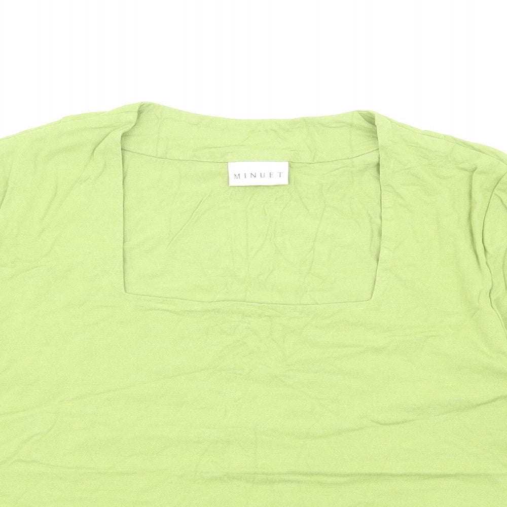 Minuet Womens Green Viscose Basic T-Shirt Size 16 Square Neck