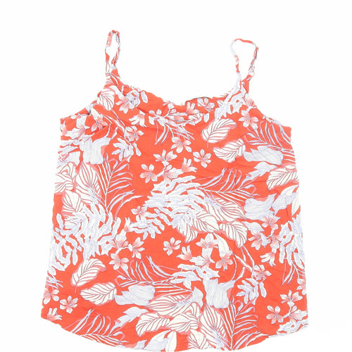 George Womens Red Floral Viscose Basic Tank Size 12 Cowl Neck
