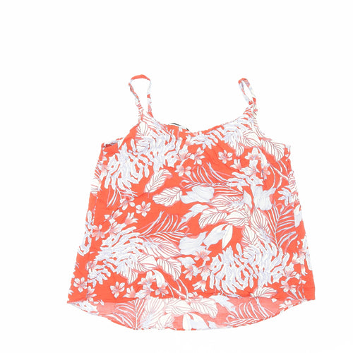 George Womens Red Floral Viscose Basic Tank Size 12 Cowl Neck