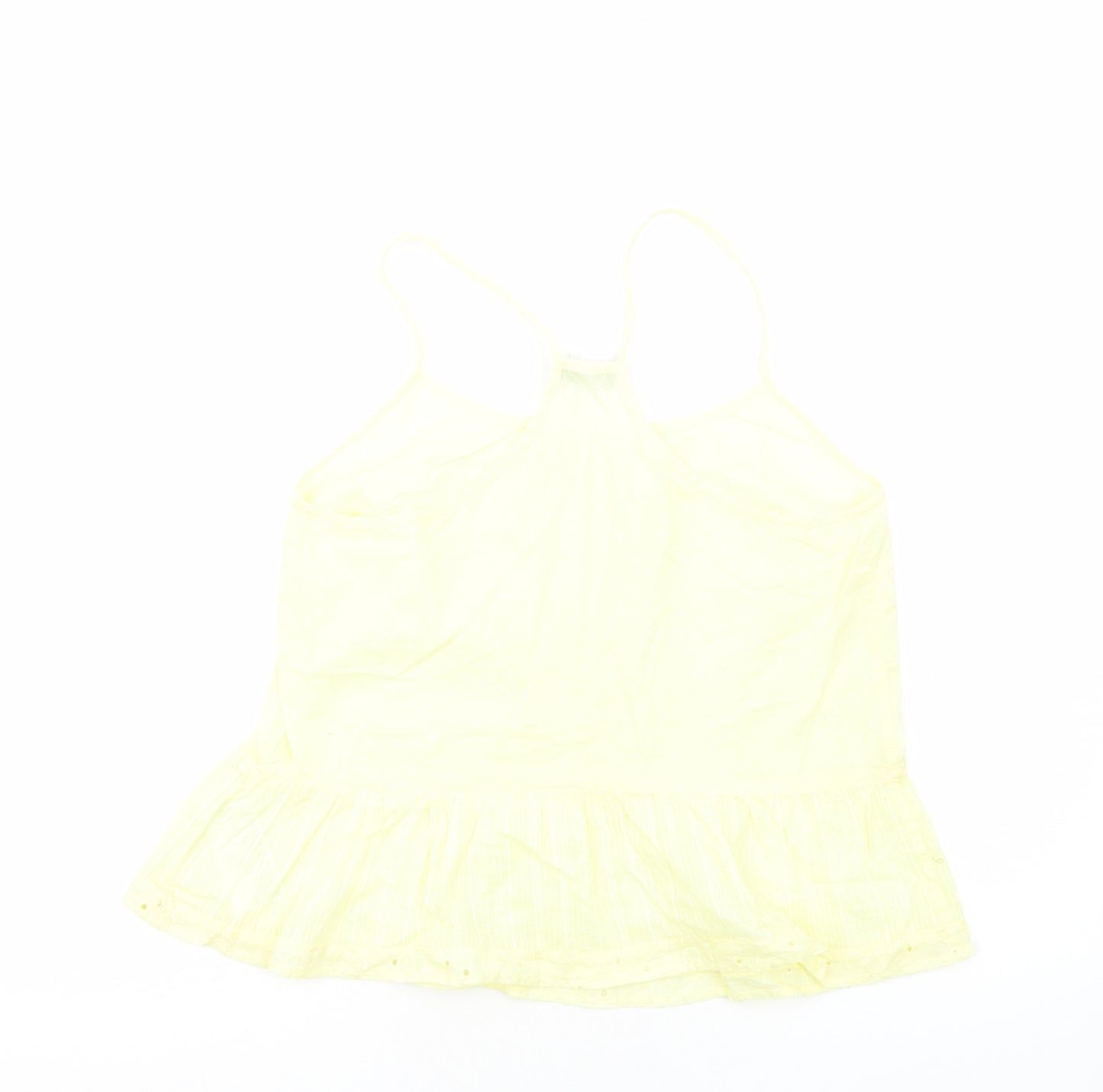 Love&Soul Womens Yellow Cotton Basic Tank Size 12 Round Neck