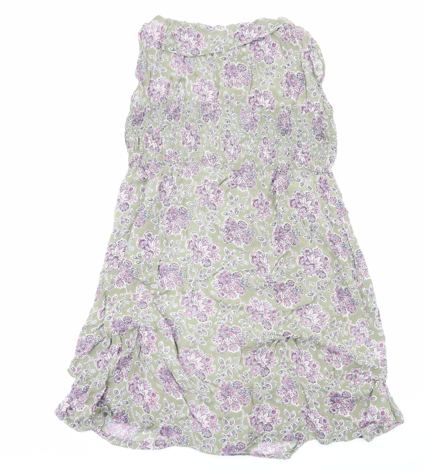 The Masai Womens Green Floral Viscose Fit & Flare Size S Round Neck Pullover