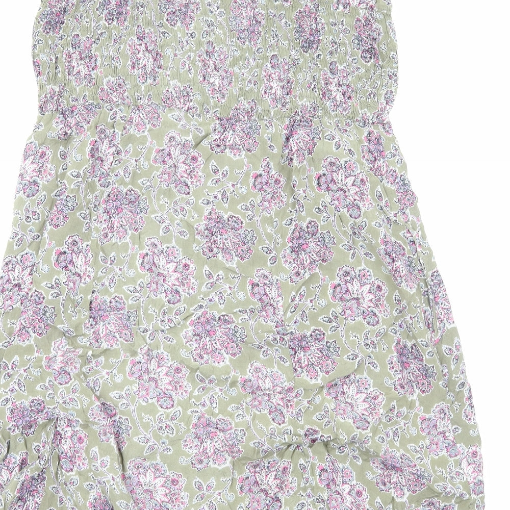 The Masai Womens Green Floral Viscose Fit & Flare Size S Round Neck Pullover