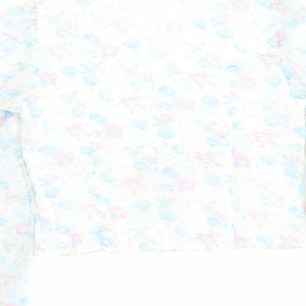 PRETTYLITTLETHING Womens Blue Floral Polyester Jersey Blouse Size 4 V-Neck