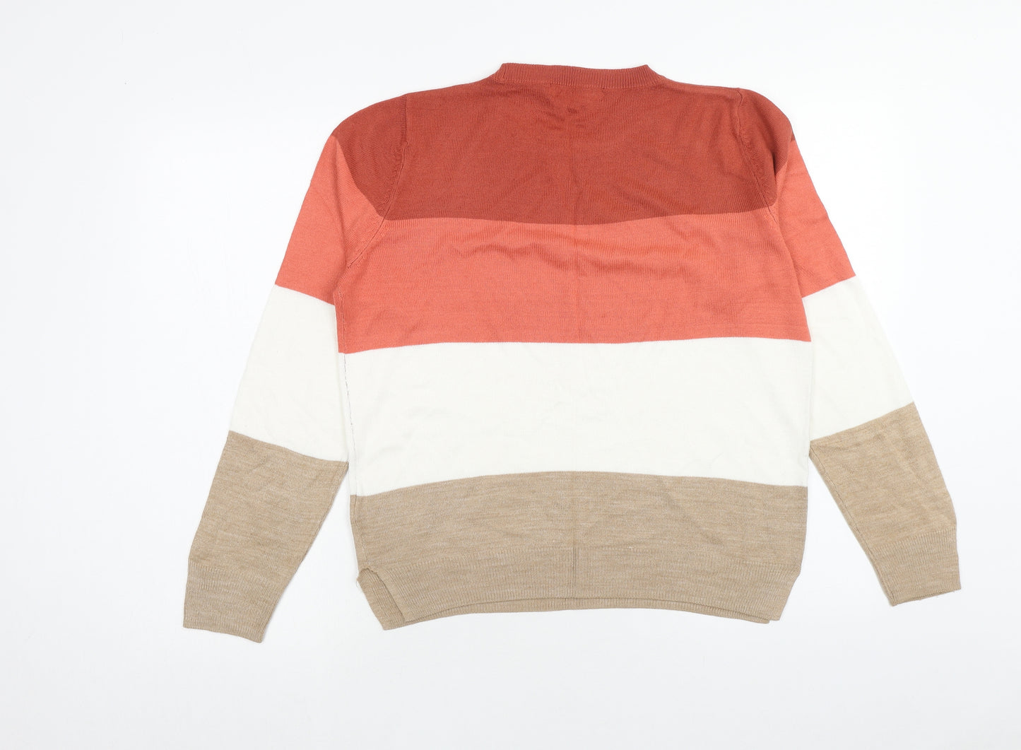 Marks and Spencer Womens Multicoloured Round Neck Striped Acrylic Pullover Jumper Size 12
