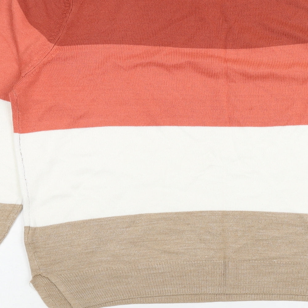 Marks and Spencer Womens Multicoloured Round Neck Striped Acrylic Pullover Jumper Size 12