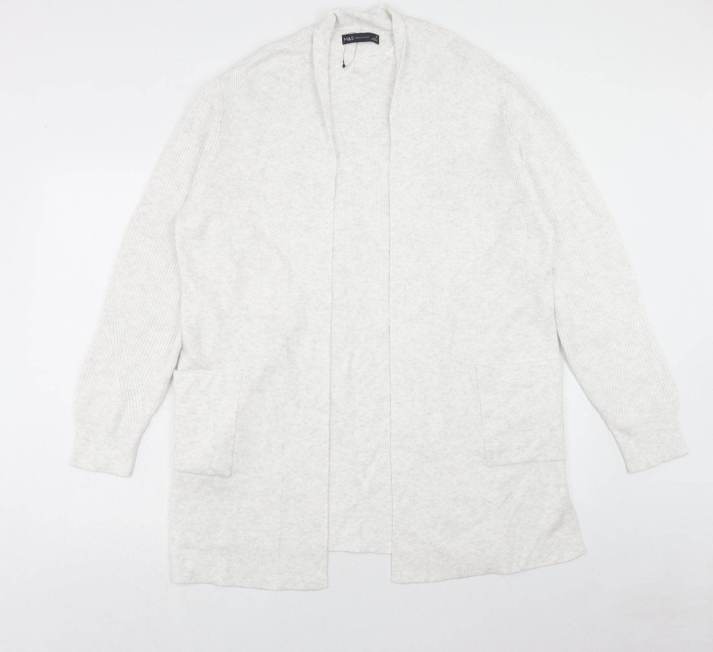 Marks and Spencer Womens Grey V-Neck Viscose Cardigan Jumper Size 16