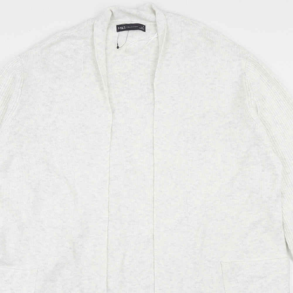 Marks and Spencer Womens Grey V-Neck Viscose Cardigan Jumper Size 16