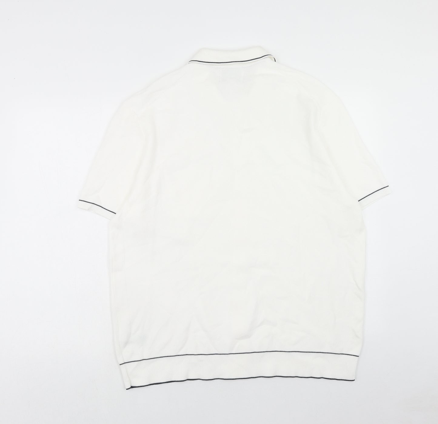 Marks and Spencer Mens White Cotton Polo Size XL Collared Button