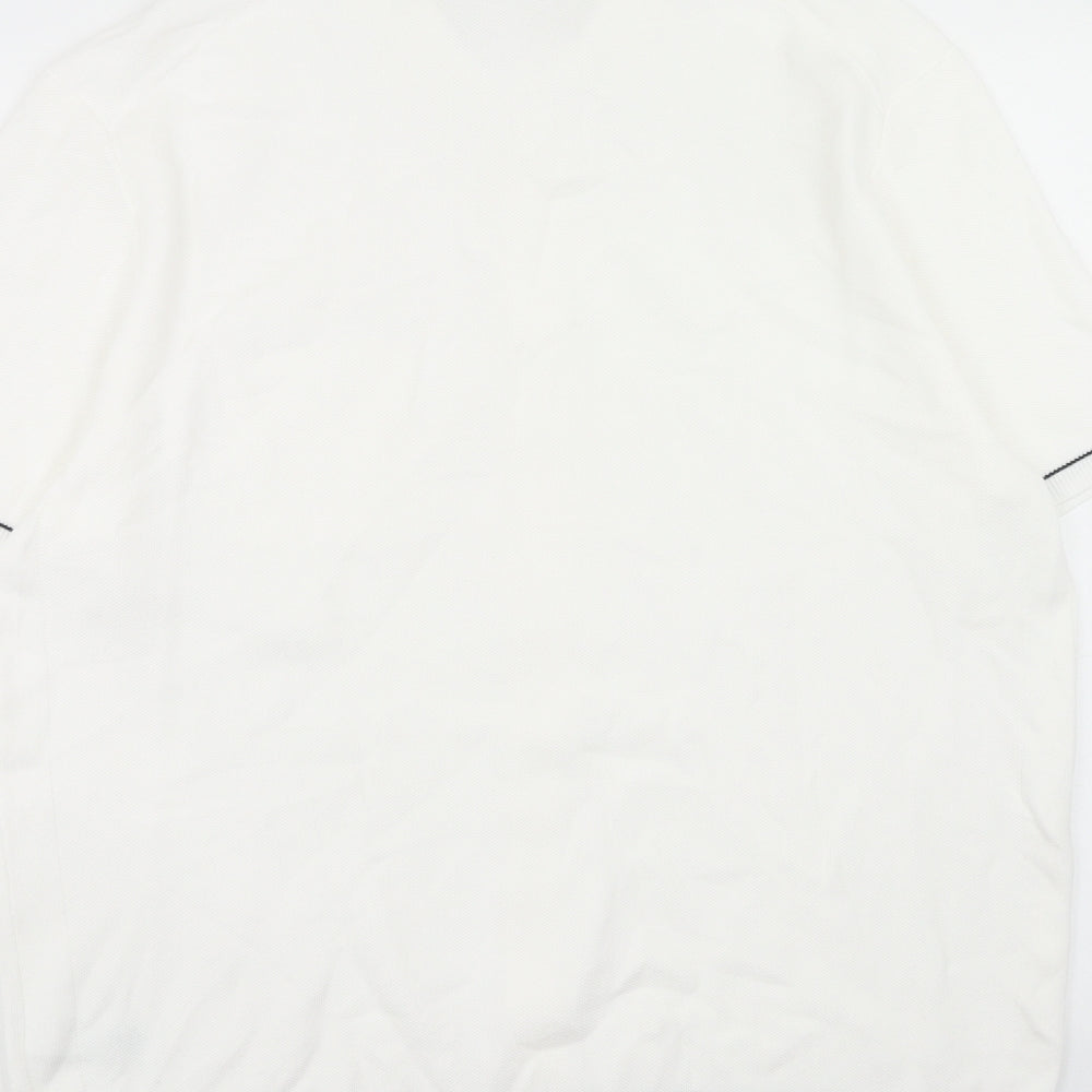 Marks and Spencer Mens White Cotton Polo Size XL Collared Button