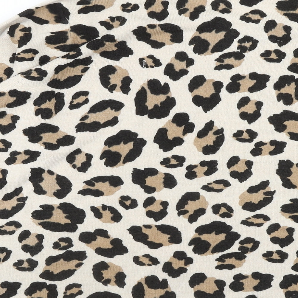 Marks and Spencer Womens Brown Round Neck Animal Print Acrylic Pullover Jumper Size 22