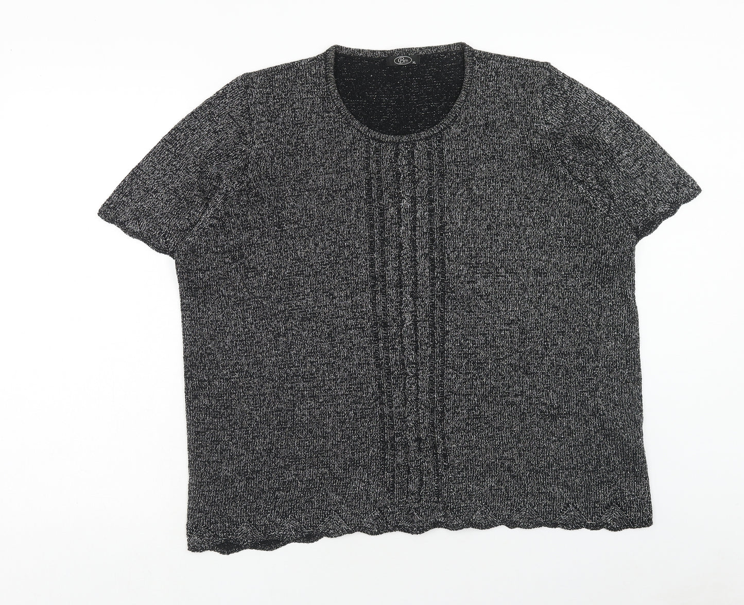 Bonmarche Womens Black Round Neck Acrylic Pullover Jumper Size XL