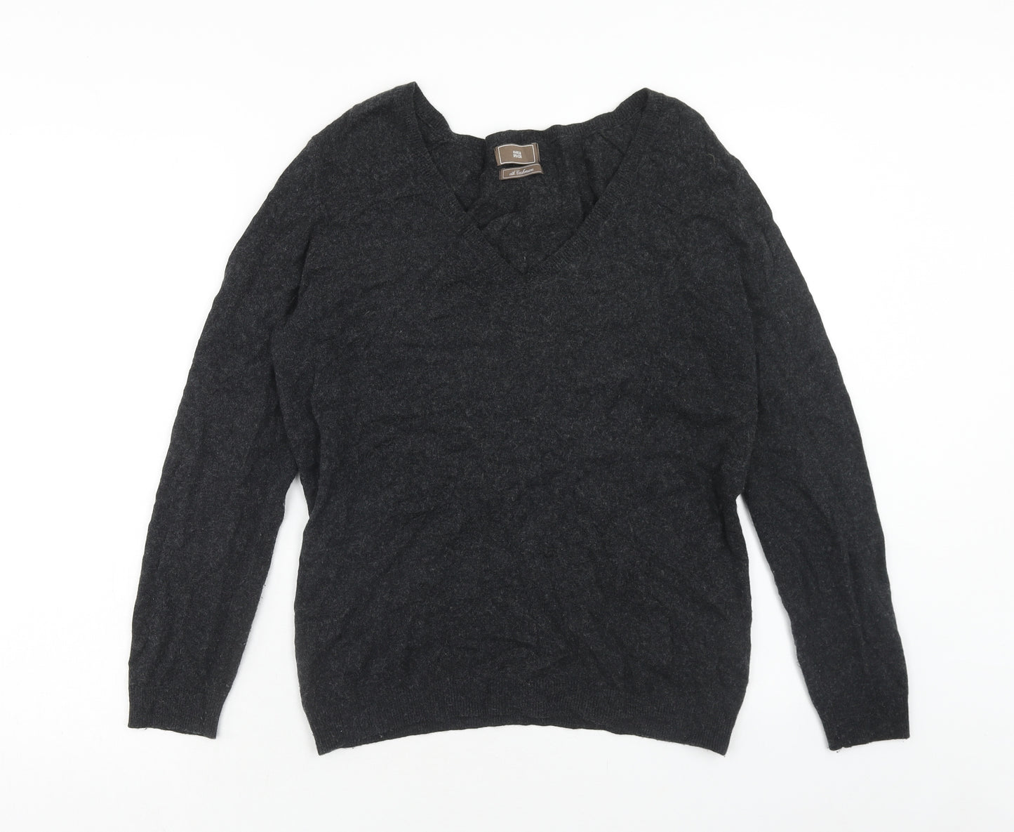 Marks and Spencer Womens Black V-Neck Viscose Pullover Jumper Size 16
