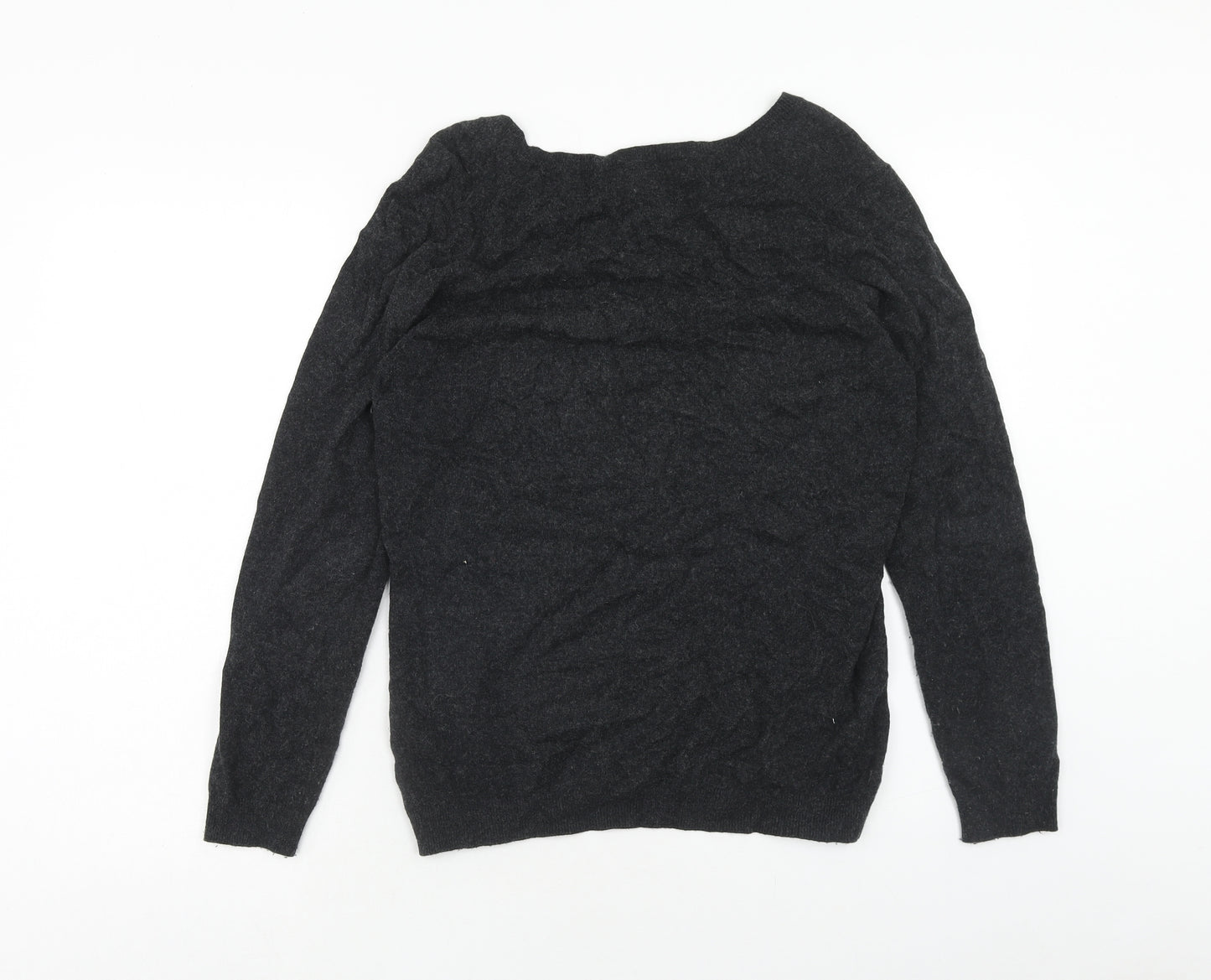 Marks and Spencer Womens Black V-Neck Viscose Pullover Jumper Size 16