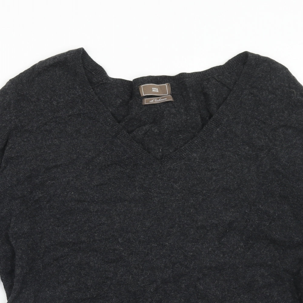 Marks and Spencer Womens Black V-Neck Viscose Pullover Jumper Size 16