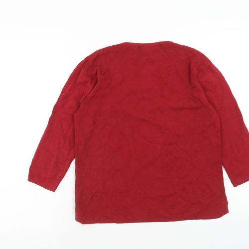 Angelina Womens Red Round Neck Acrylic Pullover Jumper Size S