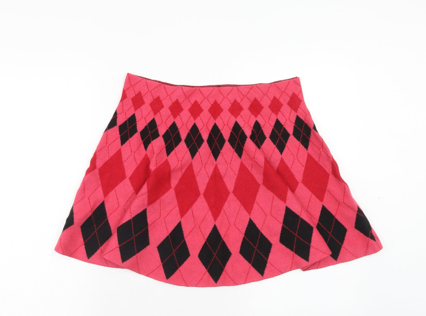 Primark Womens Pink Argyle/Diamond Viscose Skater Skirt Size XL - Size 18-20
