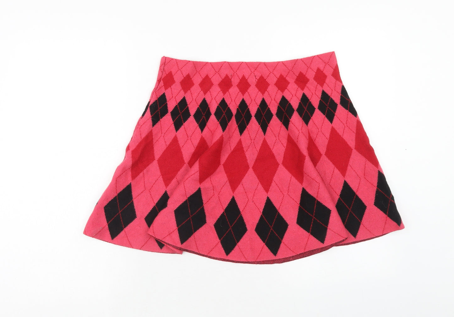 Primark Womens Pink Argyle/Diamond Viscose Skater Skirt Size XL - Size 18-20