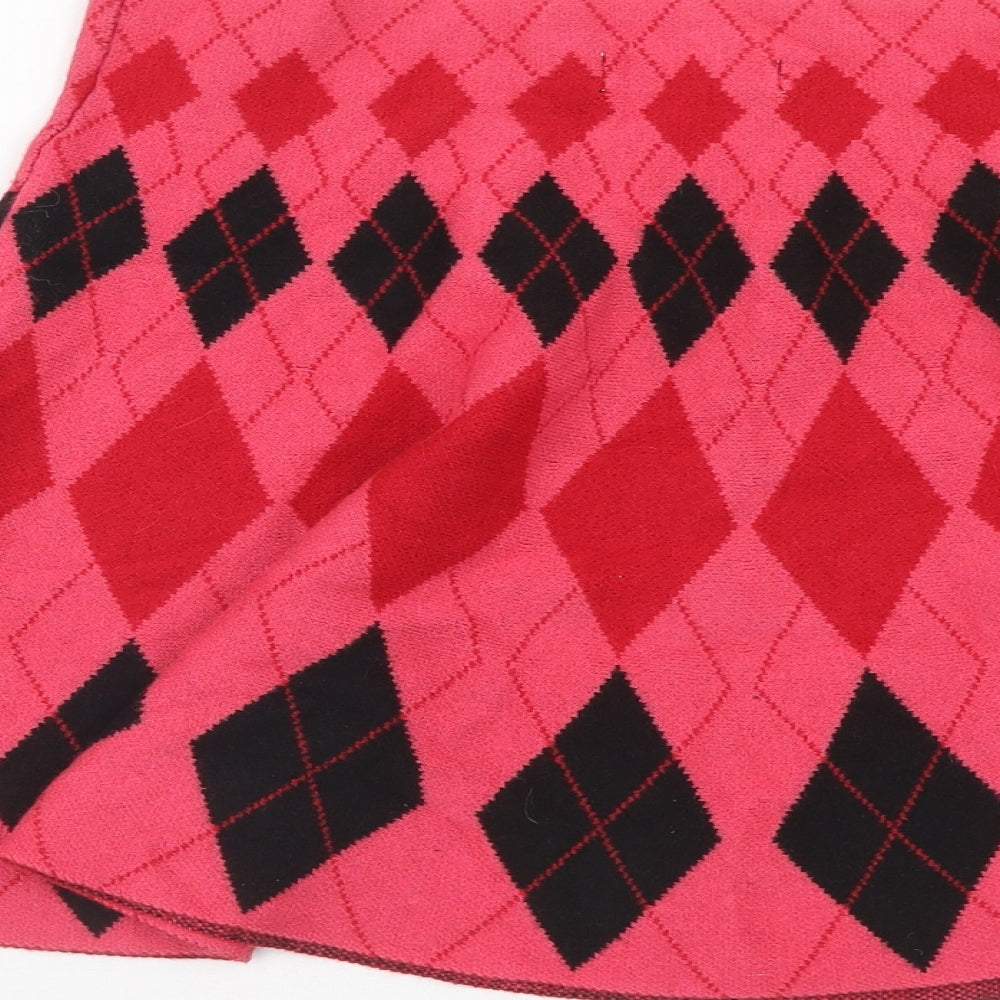 Primark Womens Pink Argyle/Diamond Viscose Skater Skirt Size XL - Size 18-20