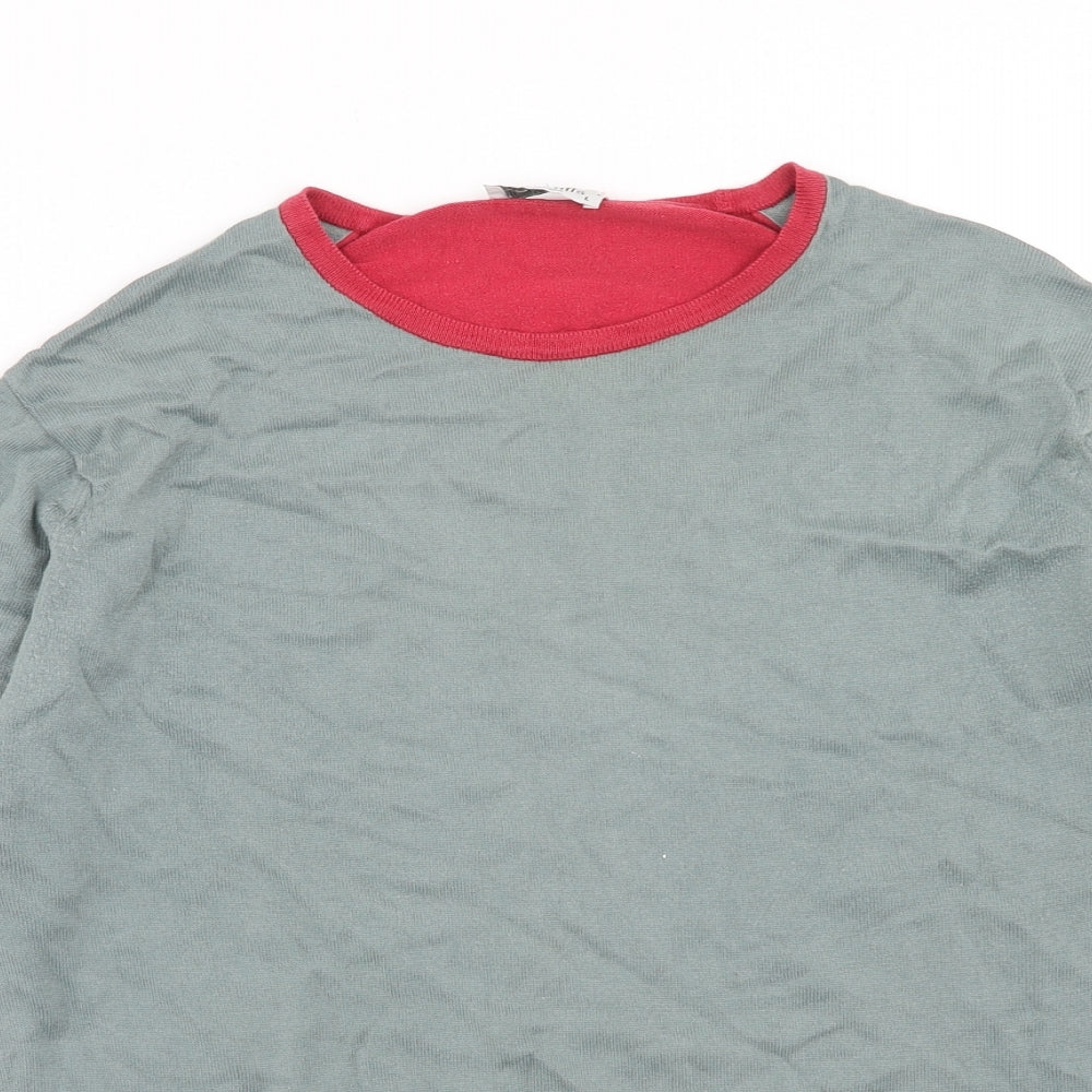 Lea Mills Womens Green Round Neck Cotton Pullover Jumper Size L