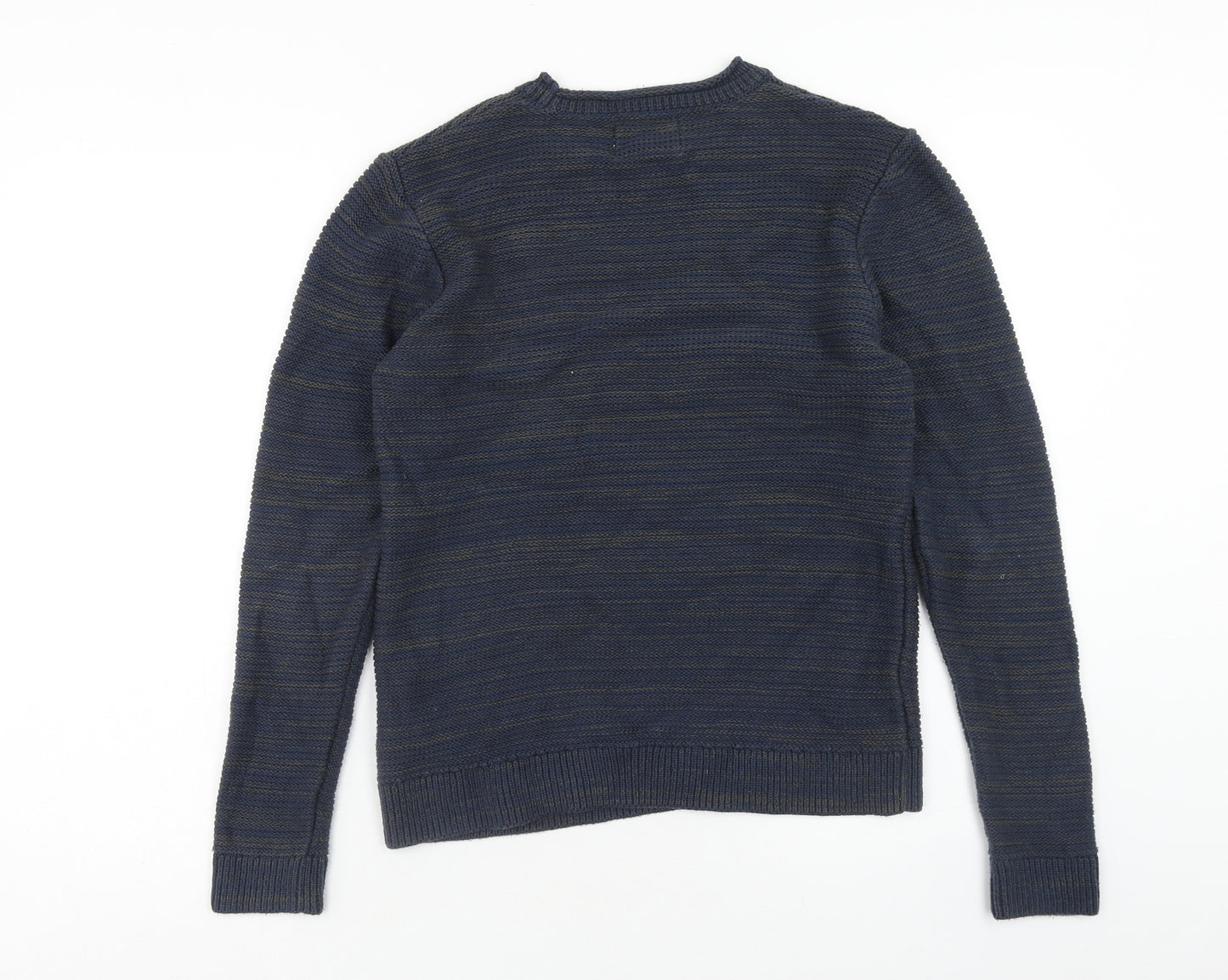 Topman Mens Blue Round Neck Cotton Pullover Jumper Size XS Long Sleeve