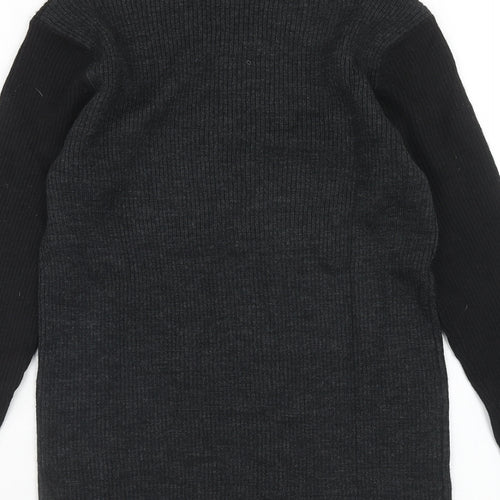 Classique Womens Black V-Neck Striped Acrylic Pullover Jumper Size M