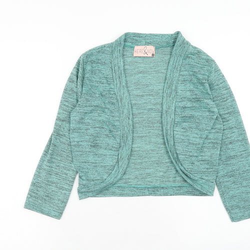 Marks and Spencer Womens Green V-Neck Geometric Polyester Cardigan Jumper Size M