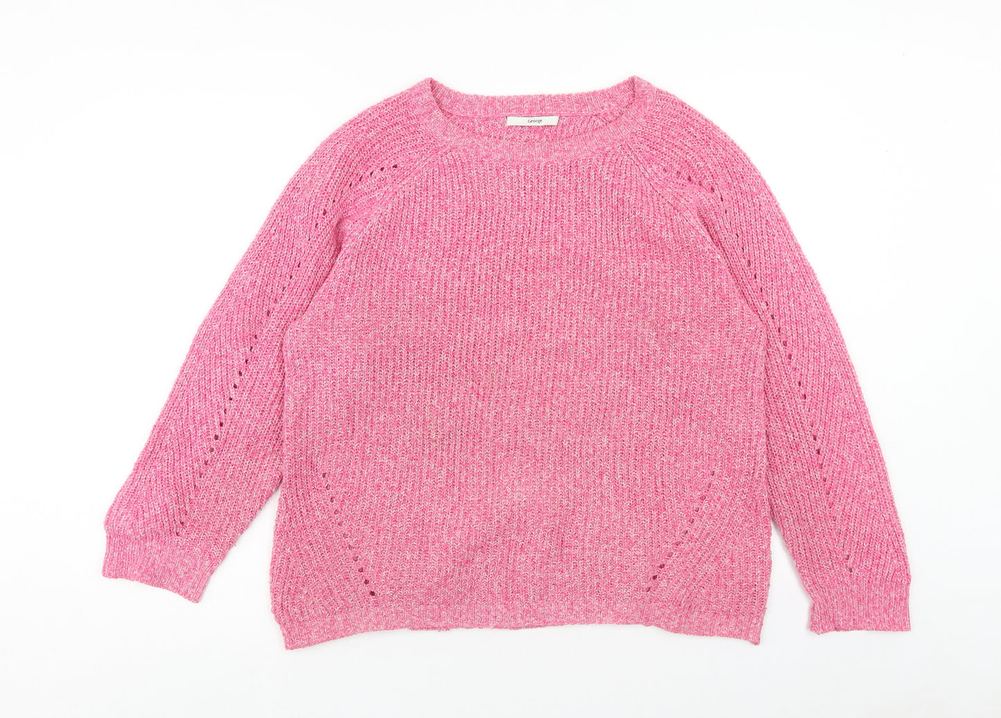 George Womens Pink Round Neck Polyester Pullover Jumper Size M