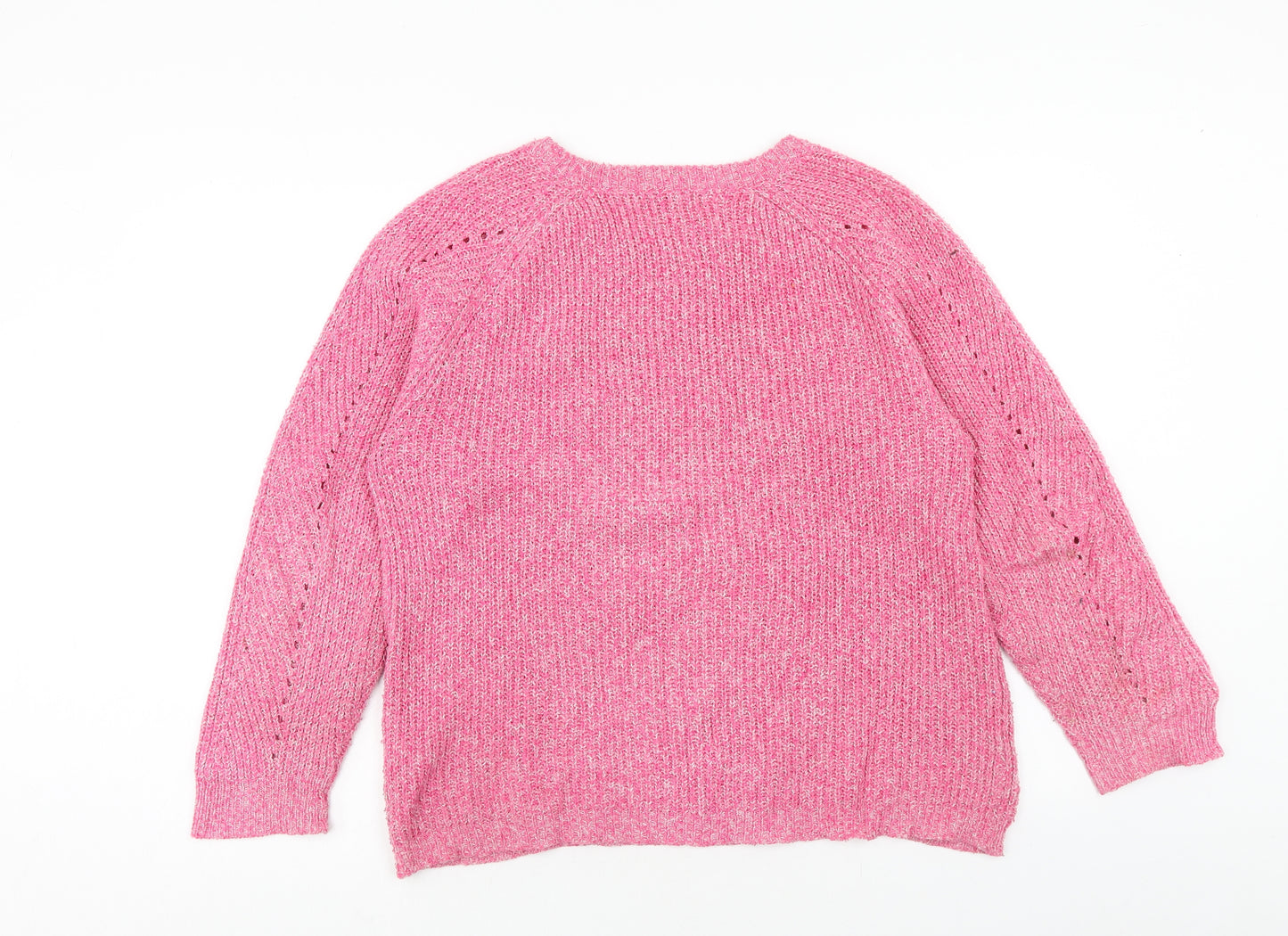 George Womens Pink Round Neck Polyester Pullover Jumper Size M