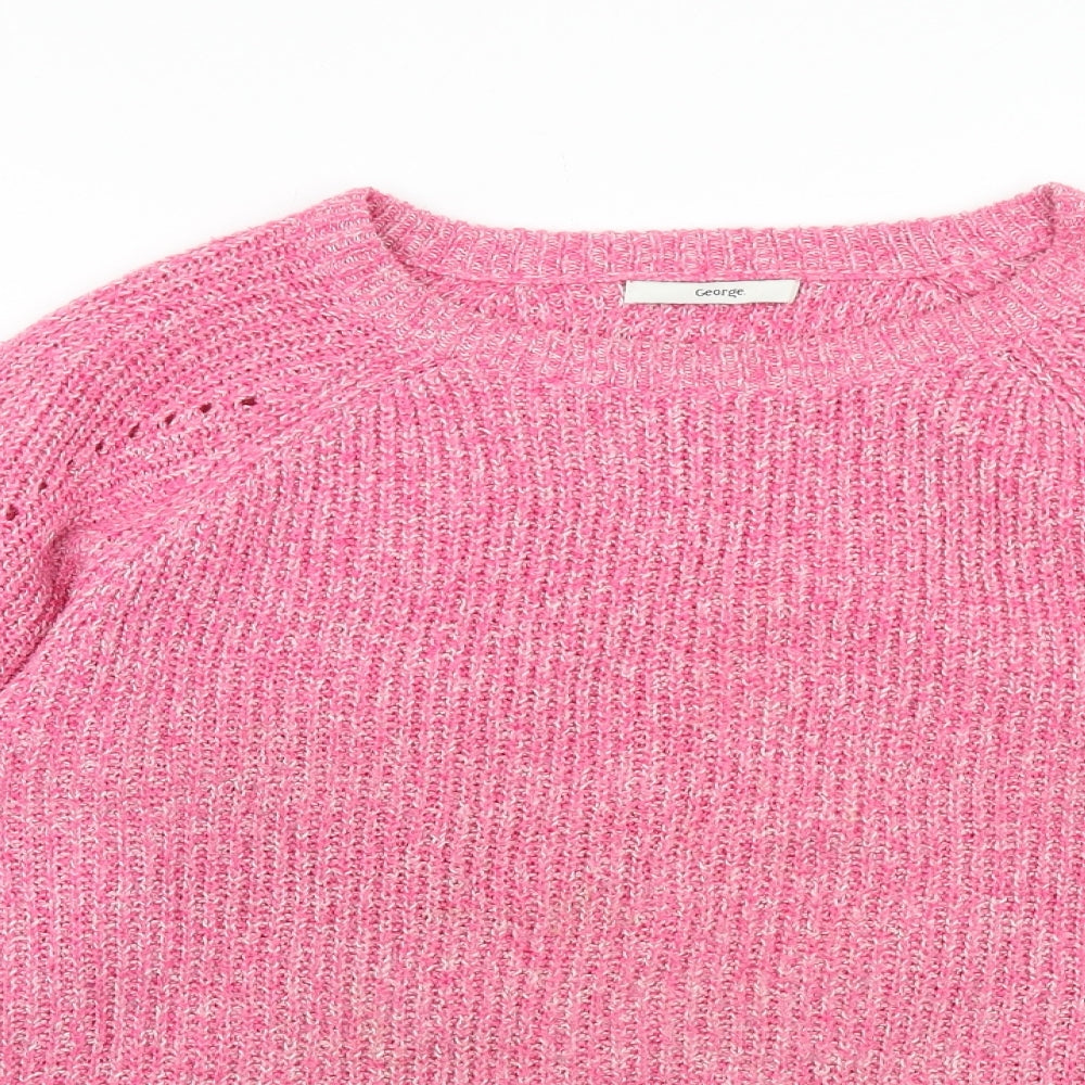 George Womens Pink Round Neck Polyester Pullover Jumper Size M