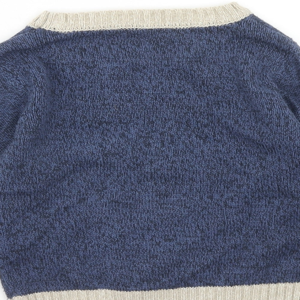 George Boys Blue Scoop Neck Acrylic Pullover Jumper Size 2-3 Years Pullover - Monkey