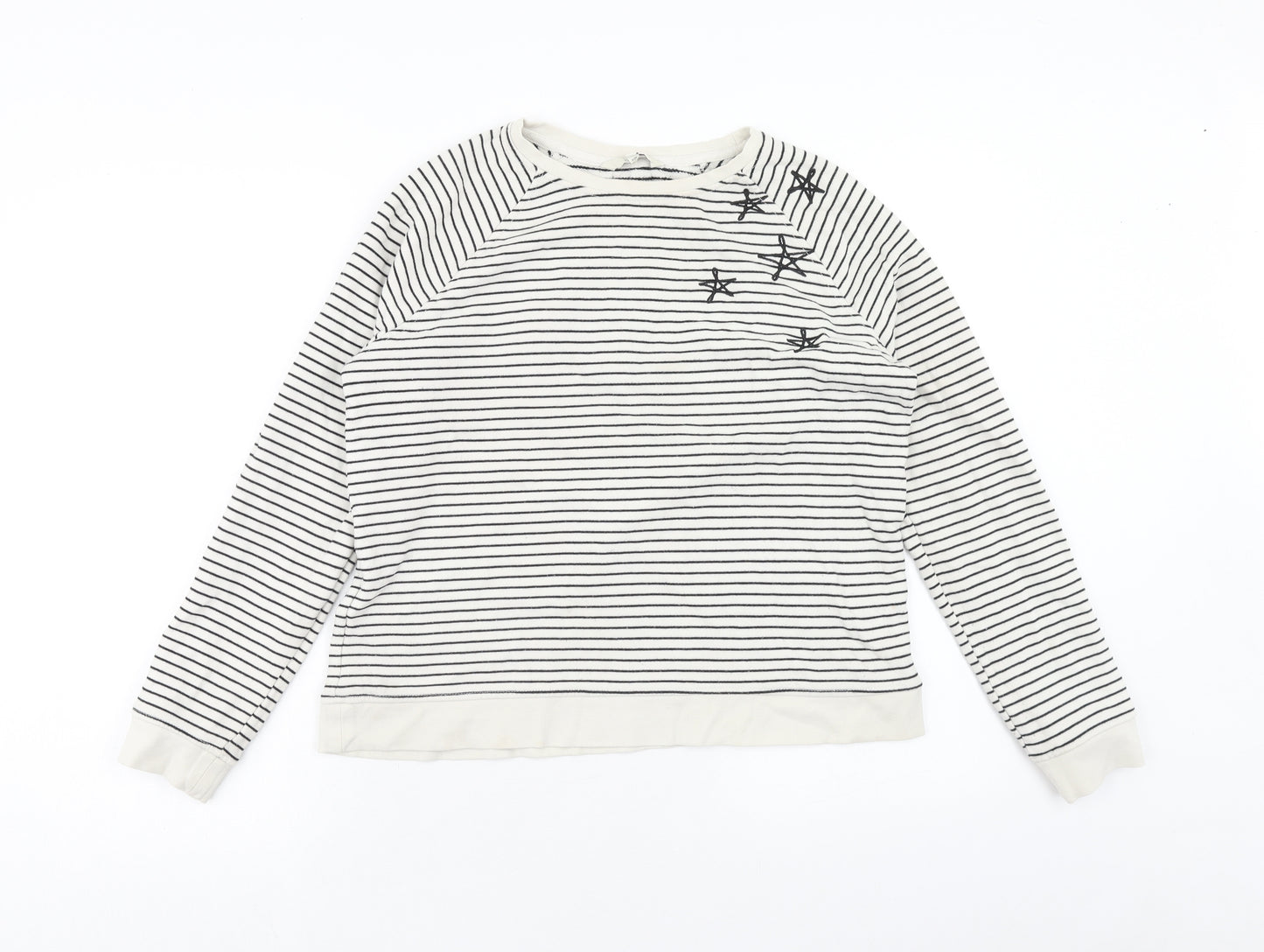 Marks and Spencer Womens White Striped Cotton Pullover Sweatshirt Size M Pullover