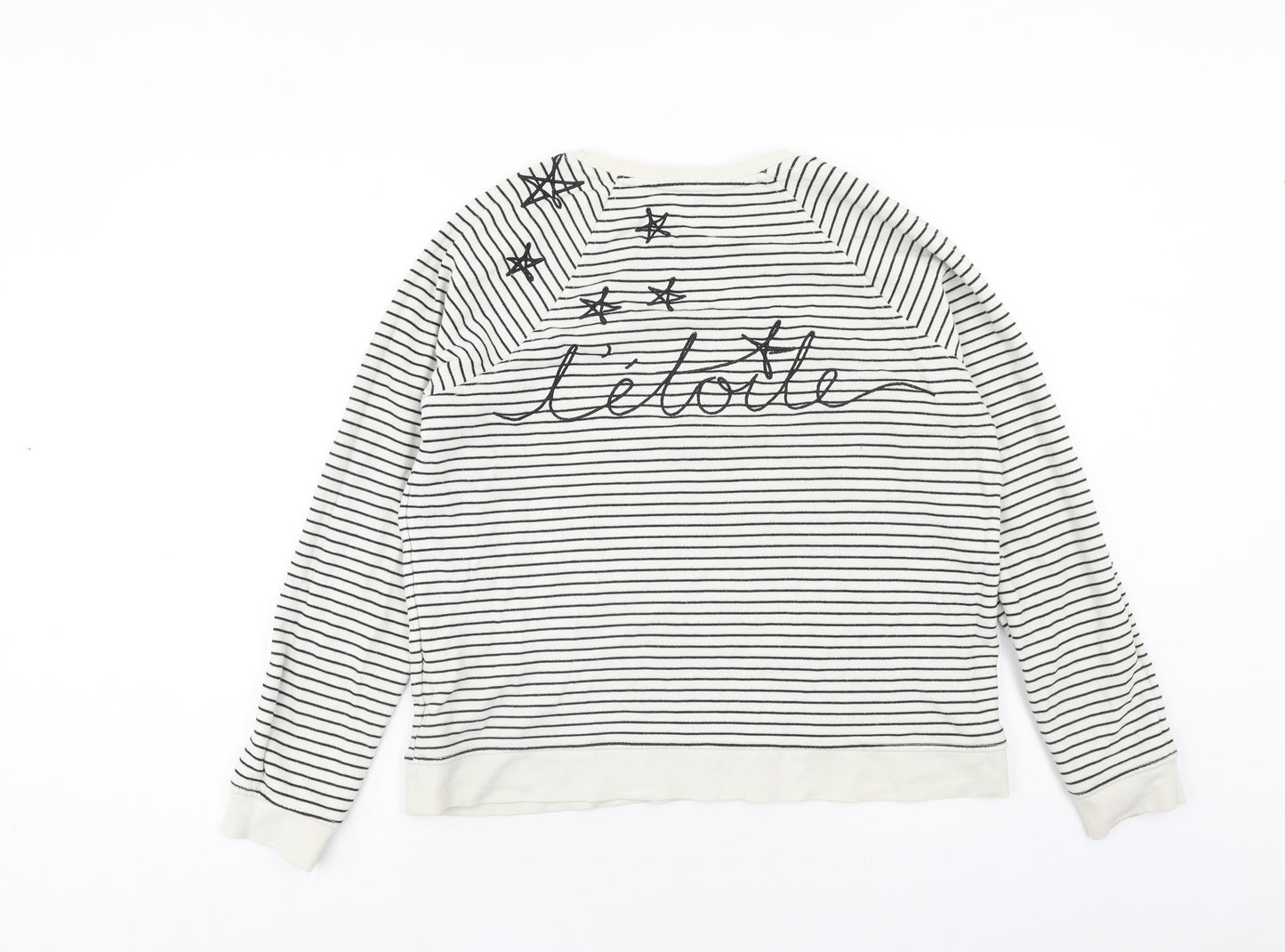 Marks and Spencer Womens White Striped Cotton Pullover Sweatshirt Size M Pullover