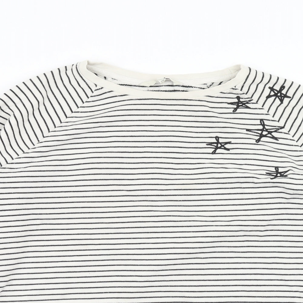 Marks and Spencer Womens White Striped Cotton Pullover Sweatshirt Size M Pullover