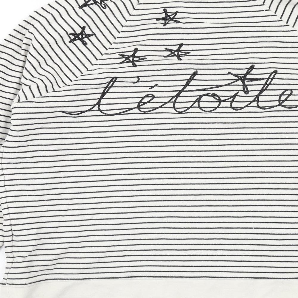 Marks and Spencer Womens White Striped Cotton Pullover Sweatshirt Size M Pullover