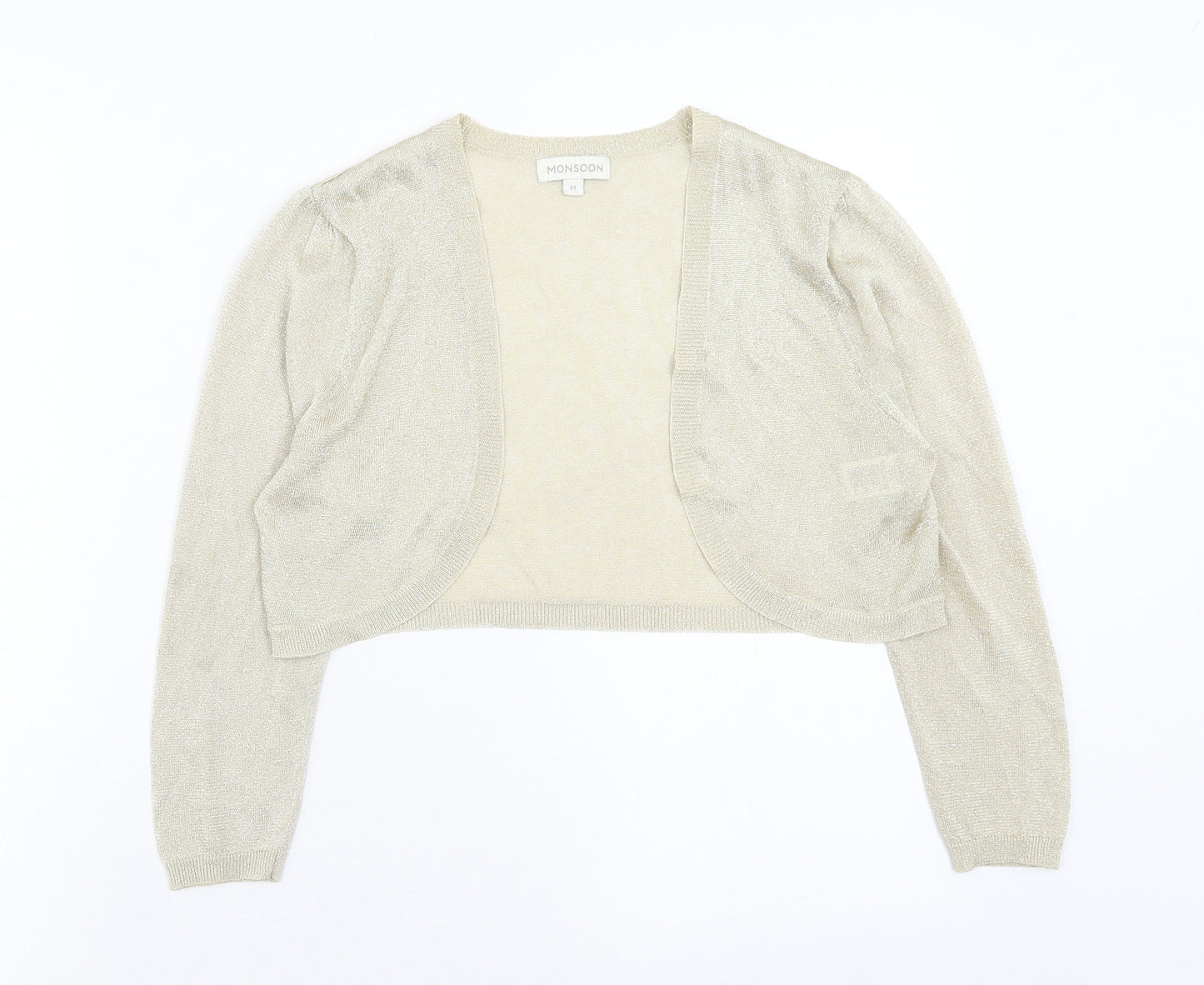 Monsoon Womens Gold V-Neck Polyester Cardigan Jumper Size M